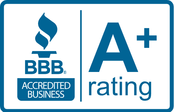 A bbb accredited business seal and a rating